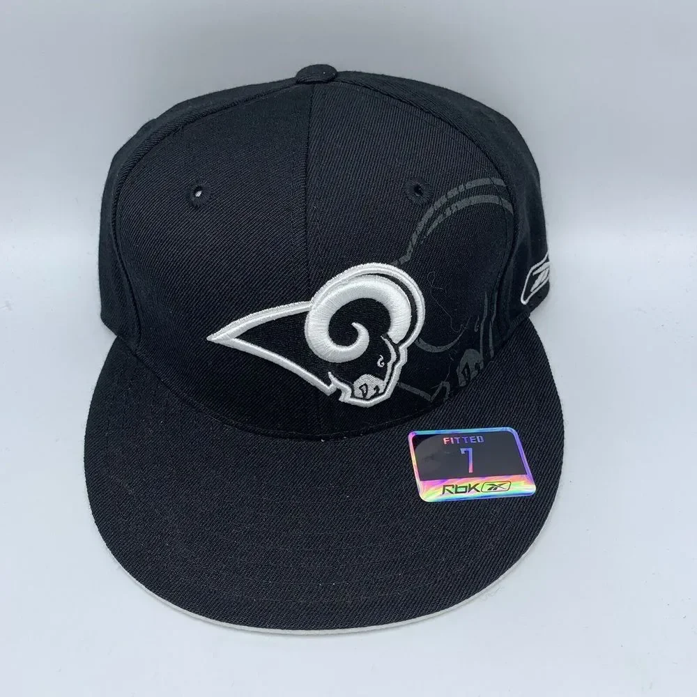 Vintage Los Angeles LA Rams Hat 6 7/8 Fitted‎ NFL Reebok Mens Cap